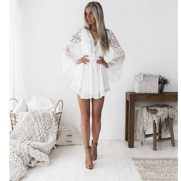 Jemma's Fashion Boutique Elegant White Lace "Zoey" Dress - Picture 7 of 9